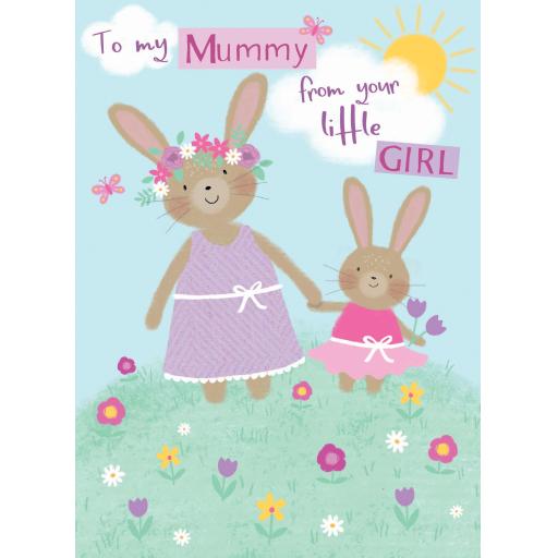 Mother's Day Card - Little Girl Bunny