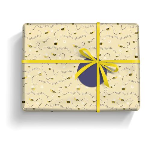 Gift Wrap & Tags - Hap-Bee Birthday(2 Sheets & 2 Tags)