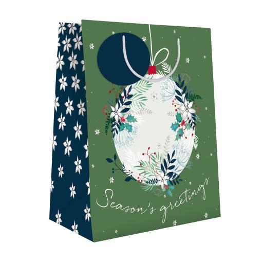 Christmas Gift Bag (Medium) - Winter Foliage Bauble