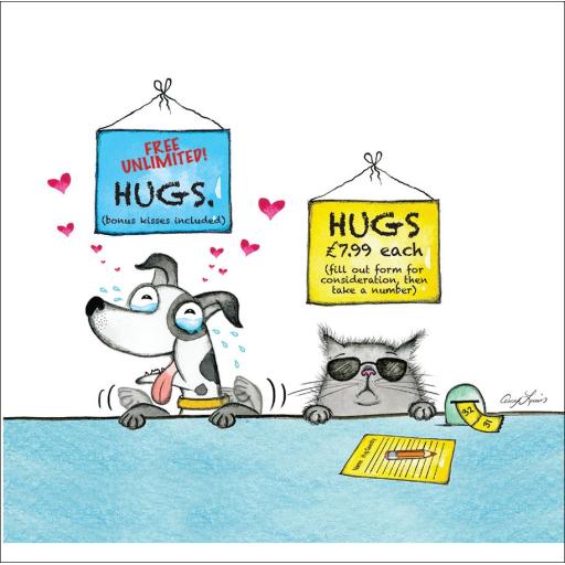 Red and Howling Card - Free hugs
