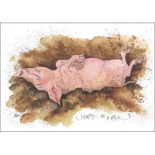Alisons Animals Card - Happy as a pig in ?