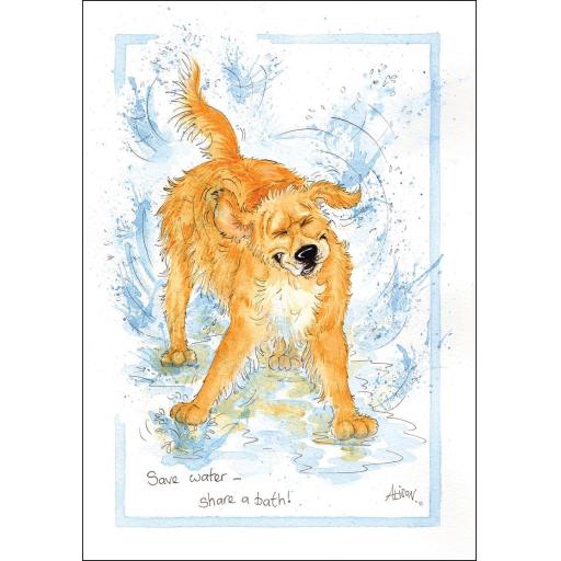 Alisons Animals Card - Save water - share a bath