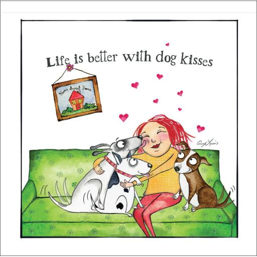 Red and Howling Card - Life is better with dog kisses