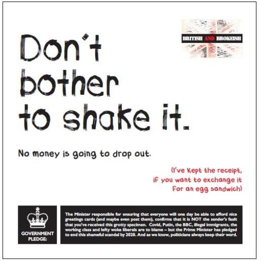 British and Brokeish Card - Don't bother to shake it