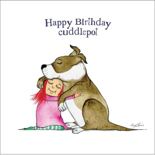 Red and Howling Card - Happy birthday cuddlepot