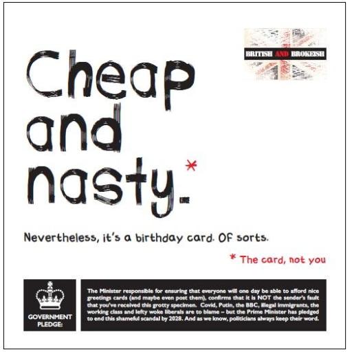 British and Brokeish Card - Cheap and nasty