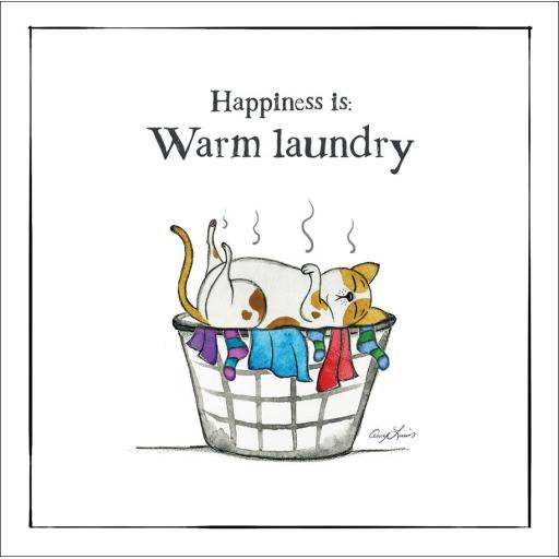 Red and Howling Card - Happiness is warm laundry