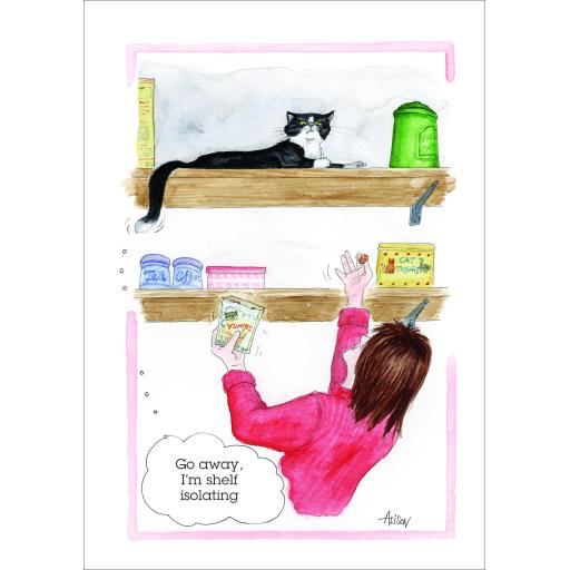 Alisons Animals Card - I'm shelf isolating