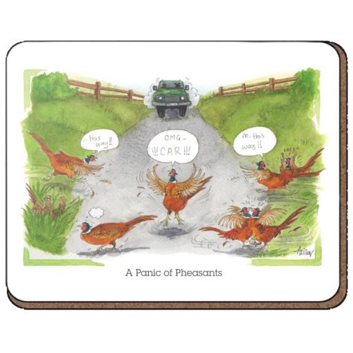 Coaster - Alisons Animals - Panic of pheasants