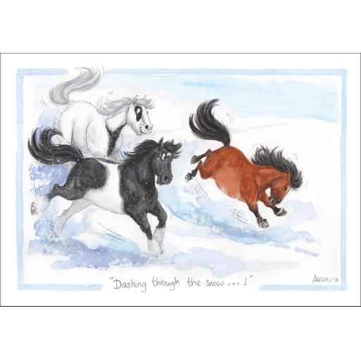 Christmas Card - Alisons Animals - Dashing through the snow