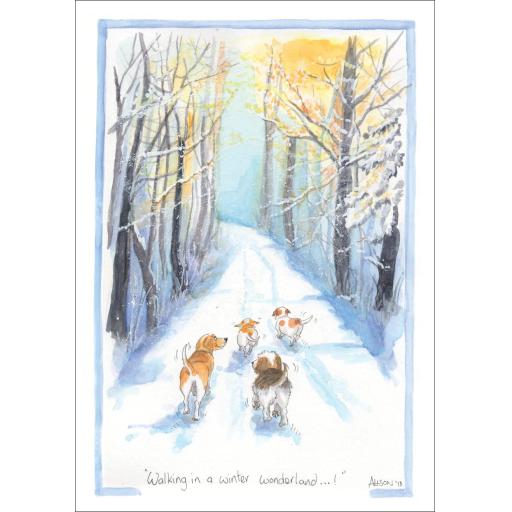 Christmas Card - Alisons Animals - Walking in a winter wonderland