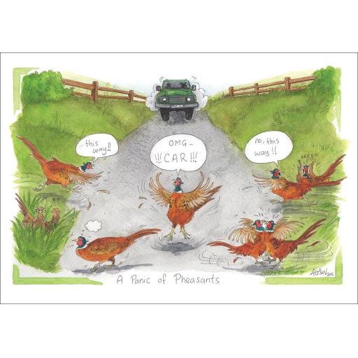 Alisons Animals Card - A panic of pheasants