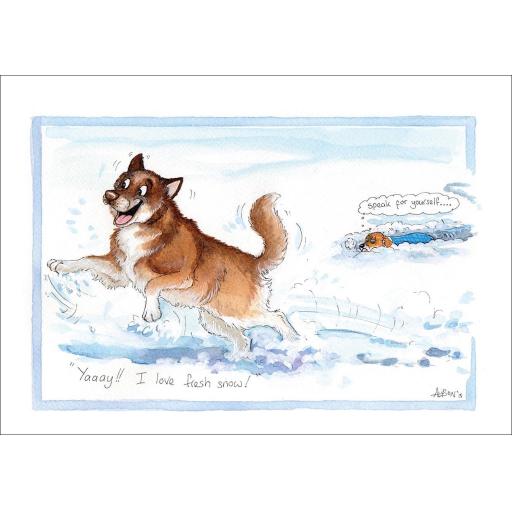 Christmas Card - Alisons Animals - Yaaah! I love fresh snow